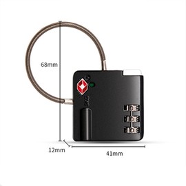 YAVINCOL TSA Lock, 3 Digit Adjustable Dial Padlock, PIN Code, Wire Lock, For International Travel, TSA Key Lock, Dial Lock, TSA Number Lock, Small, Travel Lock, Suitcase, Luggage, Black 2