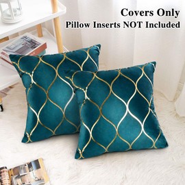 Hanrunsi Velvet Cushion Covers 45cmx45cm Set of 2 Teal Soft Solid Decorative Couch Cushions 45x45 Velvet Throw Pillow Covers for Sofa Couch Living Room Bedroom