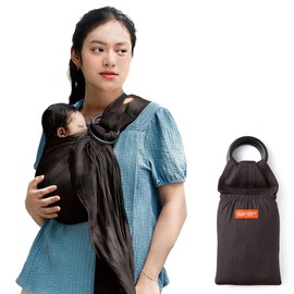 Mamaway Baby Ring Sling Carrier - Newborn and Toddler Sling (Supports up to 154lbs), IHDI Certified, Rayon & Linen Made, Soft & Breathable, Nylon 66 Safety Rings, Storage Pocket Design, Charcoal