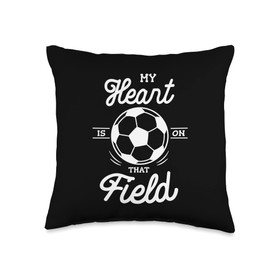 My heart is on that field Soccer Wife Gifts My Heart is on That Field Fan Funny Soccer Wife Throw Pillow, 16x16, Multicolor