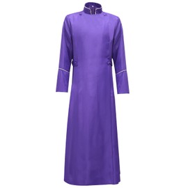 MYAYD Men's Cassock Choir Long Cassock Minister Robe Clergy Pulpit Liturgical Church Robe 4 Colors (Purple, L)