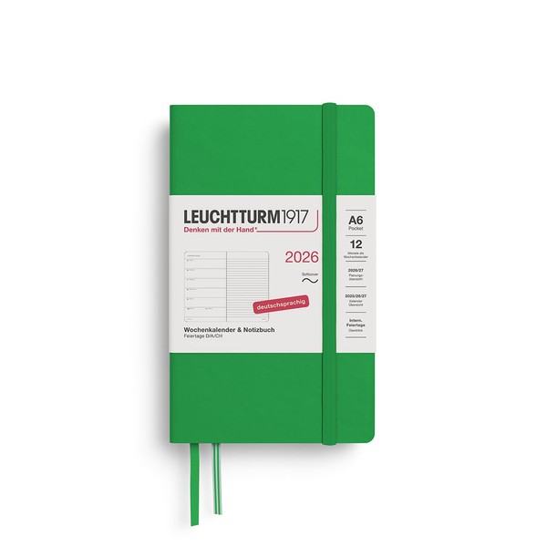 LEUCHTTURM1917 372515 Weekly Calendar & Notebook Pocket (A6) 2026, 12