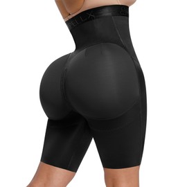 SHAPELLX Shapewear Tummy Control High Waisted Body Shaper Shorts Shapewear for Women Slip Shorts Butt Lifting Higher Power (Black, Small)