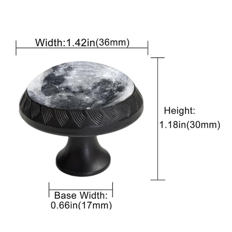 Artinhand 4 Pack Moon Kitchen Cabinet Knobs Round Drawer Pulls