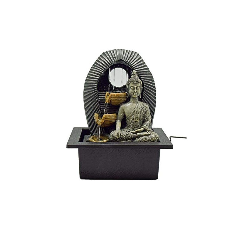 Buddha 2944 Bhumisparsha Mudra Earth Touching LED Lighted Tabletop Fountain