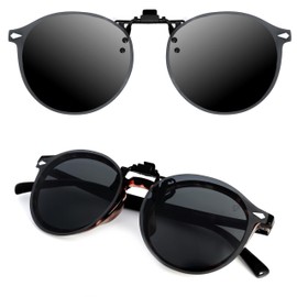 CREYESTAL Polarised Sunglasses Attachment Glasses, Sunglasses Clip, Liftable and Ultralight, Men, Women, 100% UV400, Black glasses with anti-reflective treatment