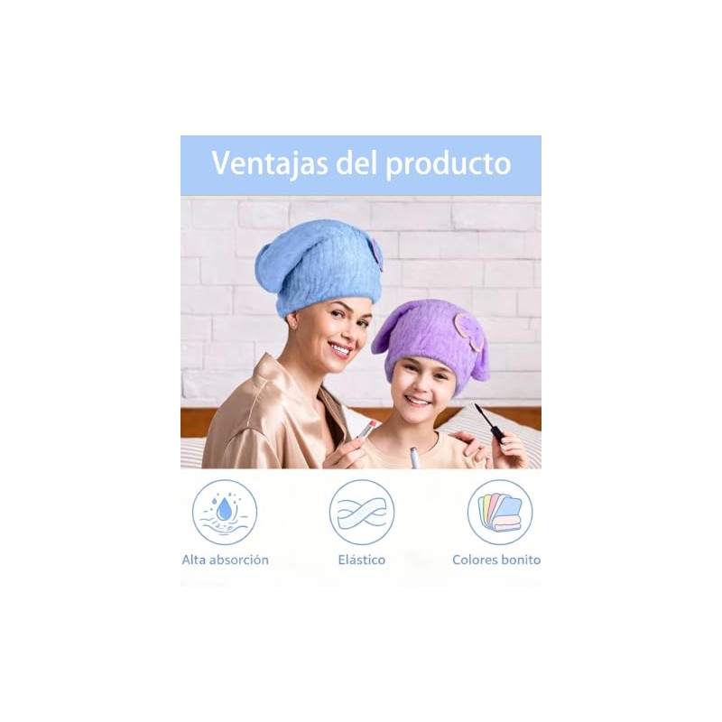 3 Toalla De Microfibra para El Cabello,para Mujeres Y Niños