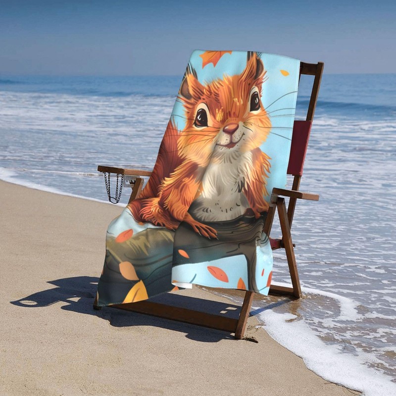 VANZEV Squirrel Beach Towel 31inx51in, Animal Sand-Free Microfiber Bath Towel