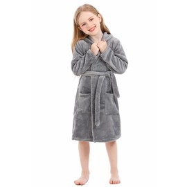 XINNE - Bata de baño unisex con diseño bonito para niños, Gris, 5-6 Años
