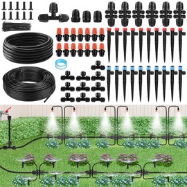 zycBernoi 234FT Garden Irrigation System Kit, Greenhouse Watering System, Garden Watering System with 1/4" Tubing and Misting Nozzles, Quick Connector Design Automatic Irrigation System