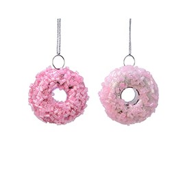 Kaemingk Christmas Tree Decoration Plastic 4 cm x 1 Piece Assorted Doughnuts Mini Christmas Baubles Food Pink