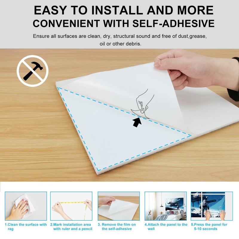 JBER Art Acoustic Panels, 6 Pack Self-Adhesive Large Wall Art