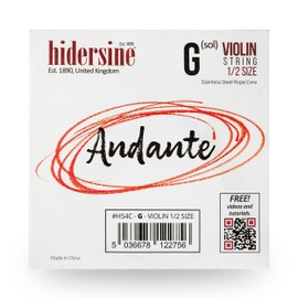 Hidersine Andante SINGLE G String for Violin 1/2 size. Steel Rope Core string feels easy to play. Great tone and great value. Perfect for Students with half sized violins.