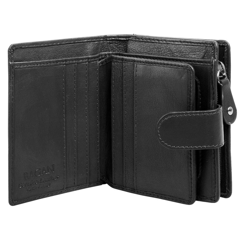 BAGAN Genuine Leather Women's Purse - 020884, black, Classic
