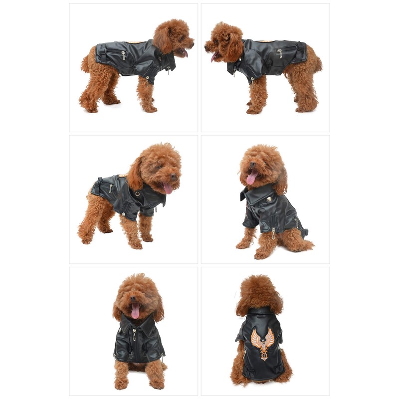 Lovelonglong Cool Dog Leather Jacket, Warm Coats Dogs Windproof Cold
