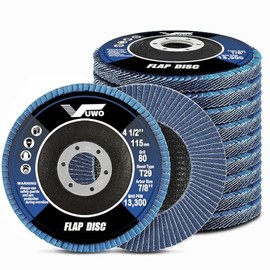 vuwo vuwo Flap Discs - Zirconia 10 pack Flap Disc 80 Grit 4 1/2" x 7/8" inch Premium Abrasives for Type 29 Zirconia Abrasive Grinding Wheel Angle Grinder and Flap Sanding Disc