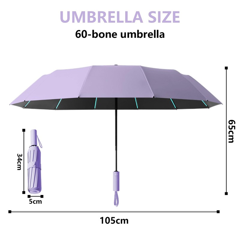WoRuyKot Automatic Umbrella, 60 Thickened Double Keys, Extremely Waterproof, Robust,