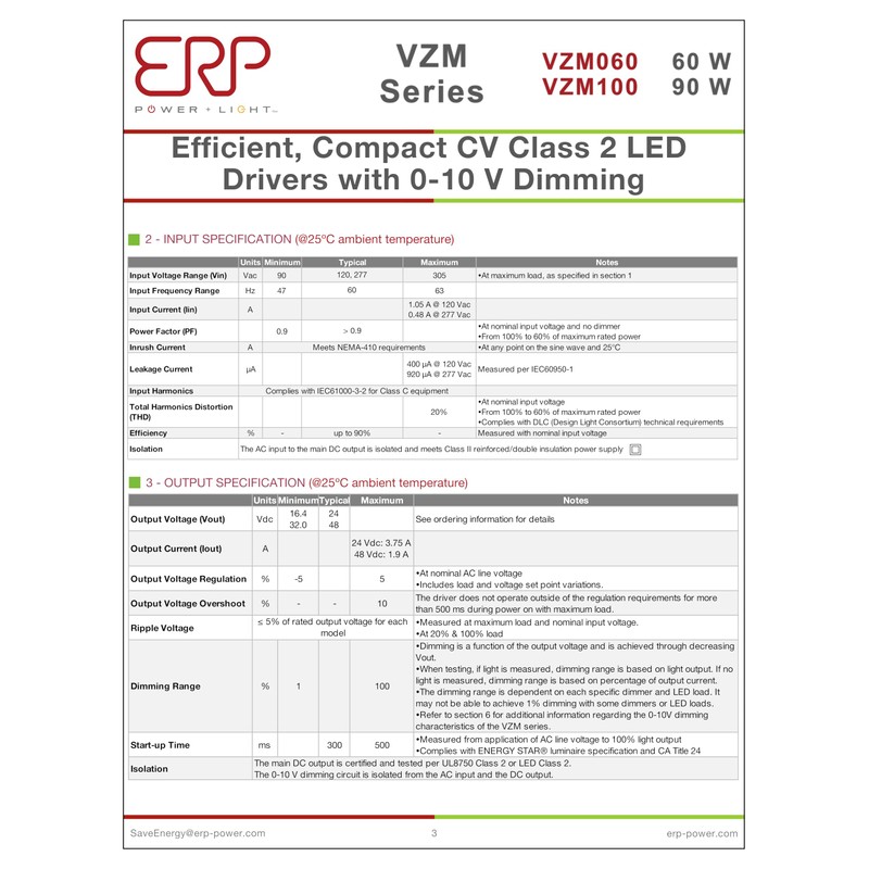 ERP Power Light | VZM100W-24 | Efficient, Compact CV Class