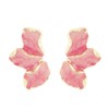 Irregular Flower Earrings Gold Plated Unique Charm Enamel Pink Large