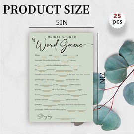 Bridal Shower Games, Bridal Word Game, 25Pcs Minimalist Sage Green Bridal Game Cards, Wedding Shower Games for Guests, Engagement Bachelorette Party Supplies