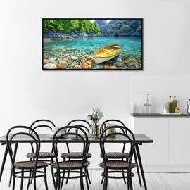 HGUAOA Lake Canvas Wall Art - Nature Landscape Mountain Wall Art for Living Room, Rustic Artwork for Walls, Pictures for Bedroom, Fine Home Decor, Scenic Wall Decor 20×40IN