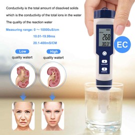 5 in 1 Portable Digital PH/Salinity/Temp/TDS/EC Meter Multifunctional Water Quality Tester Detector PH Meter and TDS PPM Meter Pen Type Combo ph + for pH Meters