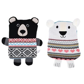 Snug A Babies Microwavable Teddy Bear - White and Black Bear - Knit Stuffed Animals for Kids and Adults - Warming Stuffed Animal and Weighted Plush Pals for Warm Snuggles - Warmies Bear