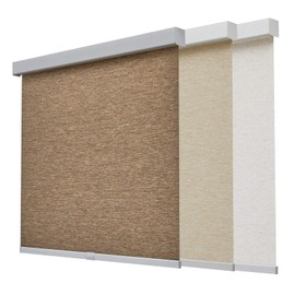Tonature Custom Size Free-Stop Shades with Valance, Natural Woven Cordless Blinds, Light Filtering Roller Shades for Home, Room Darkening Roller Window Shades, Door Blinds for Windows (Brown)