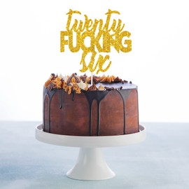 Veinte – Seis adornos para tartas de cumpleaños con purpurina dorada – Suministros de decoración para fiestas de cumpleaños de 26 años – 26 cumpleaños para adultos