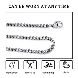 Necklace for Men, Stainless Steel Bar Pendant Necklace for Women Teen, Womens Mens CZ Bar Chain Necklace Jewelry, Ideal Gift for Birthdays, Graduation, Anniversaries, Christmas- Silver