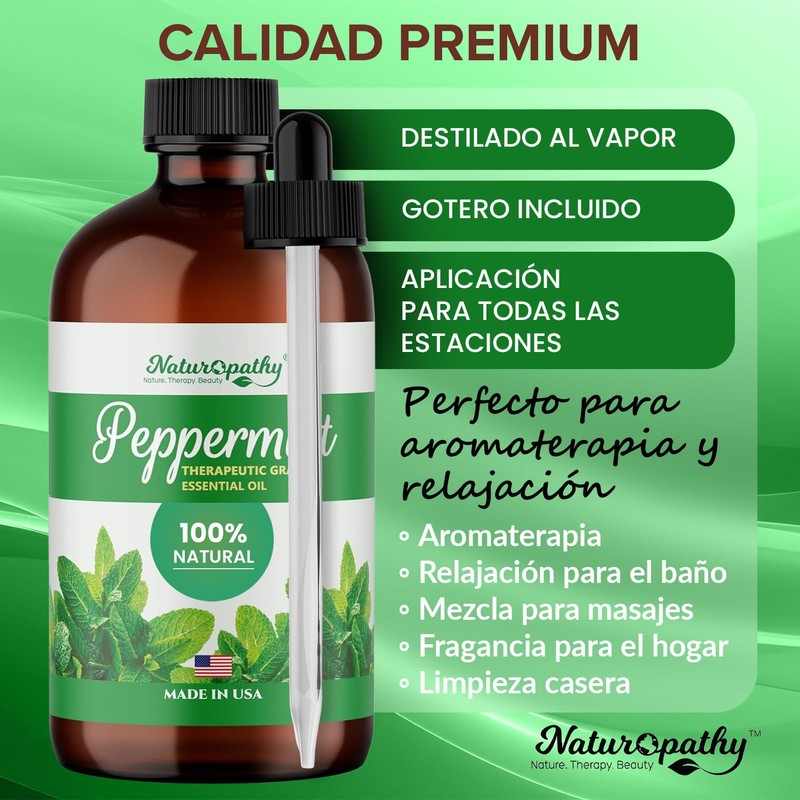 Naturopathy Peppermint Essential Oil, Natural Therapeutic Grade, Premium Quality Peppermint