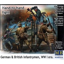 Masterbox 1:35 Scale Hand to Hand Fight/German and British Infantrymen/WWI Construction Kit (Grey)