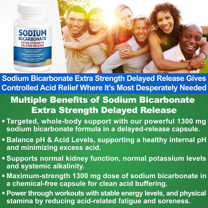 Kidney Restore Sodium Bicarbonate Capsules 1300mg – Extra Strength, 120