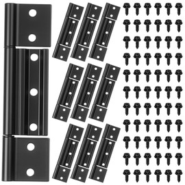 Moxweyeni 9 Pack Screen Door Hinges, Aluminum 1/8 Grooved Center Screen Door Hinge Storm Hinge for Interior Exterior Kitchen Cabinet(Black)