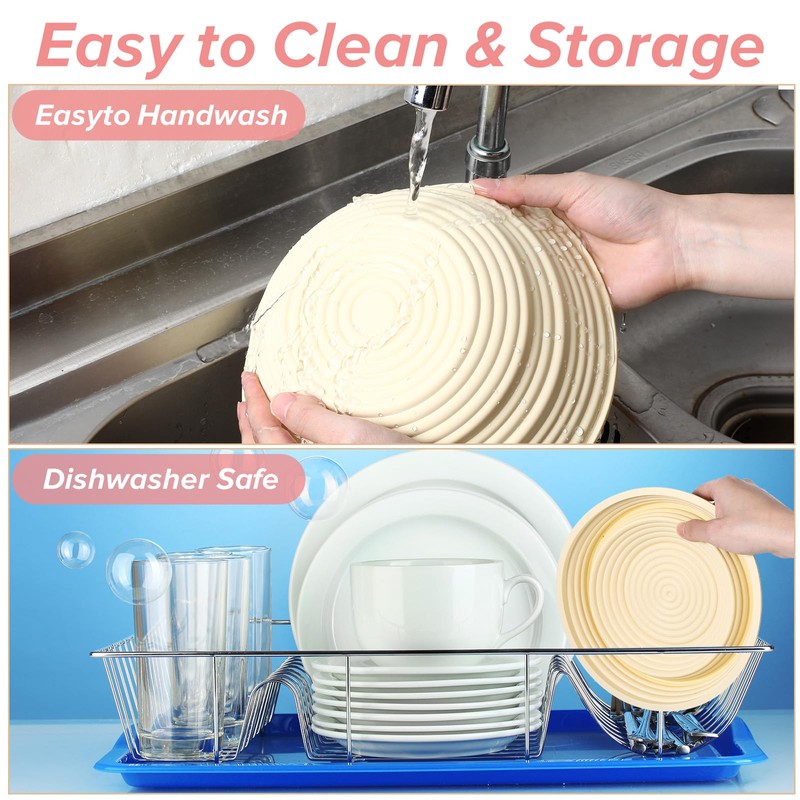 4 Pcs Silicone Bread Proofing Baskets Banneton, 9 Inch Collapsible