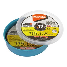 Makita D-65953-12 Cutting Discs INOX 115 x 1.0 mm Pack of 12 in Metal Tin Thin for Steel and Stainless Steel WA46R-BF EN12413