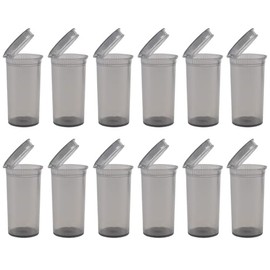 12 Pack Empty Plastic Pill Bottles with Caps, Airtight Multi-Purpose 13 Dram Pill Container with Pop Top Caps for Medicines, Supplements, or Any Small Items (Smoke Transparent)