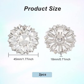 FINGERINSPIRE 1 Pair Round Flower Rhinestone Shoe Clip Platinum Crystal Shoe Buckle Shiny Removable Shoe Jewellery Charms for Wedding Shoes High Heel Hat Jewellery Shoe Clips for Women Girls