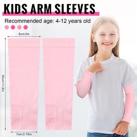 Shyyween Arm Sleeves for Kids Compression Arm Sleeve for Kid Cooling Arm Cover for Outdoor Sports Volleball Baseball(Hot Pink & Rose Red,2 Pcs)
