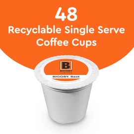BIGGBY Best Single Serve Coffee, 100% Farm-Direct, Recyclable Plastic Cups, 48 Count Box, Medium Roast