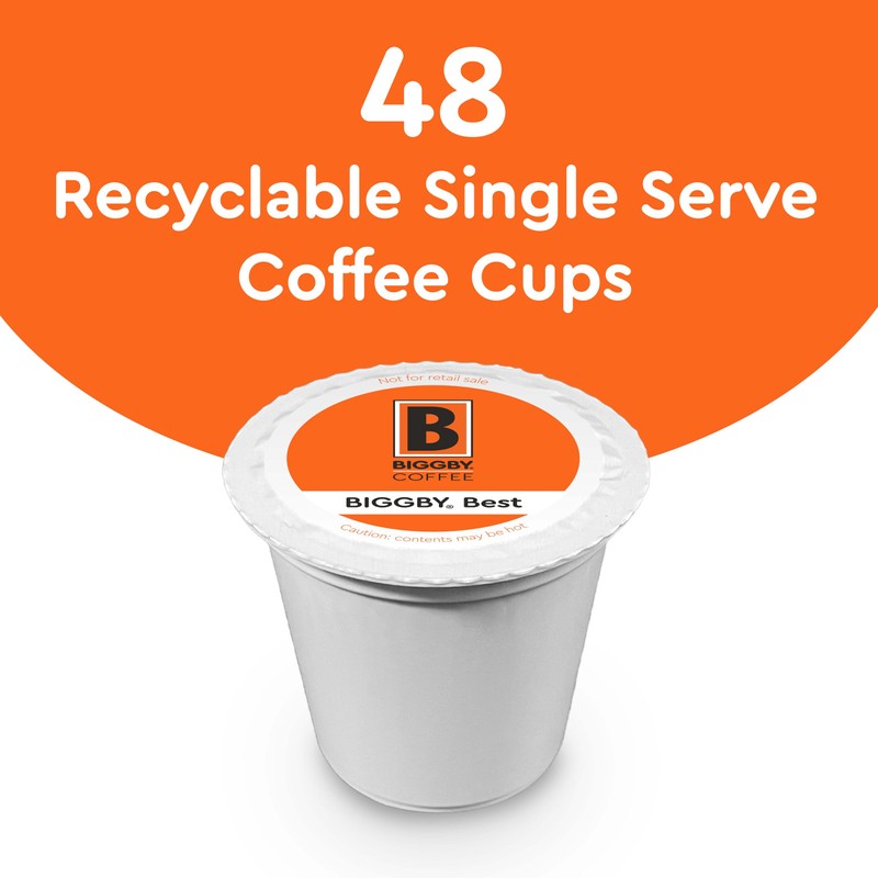 BIGGBY Best Single Serve Coffee, 100% Farm-Direct, Recyclable Plastic Cups,