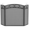 Fire Beauty Fireplace Screen 3 Panel with Handles Wrought Iron