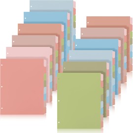 Honoson 12 Sets 8 Tab Dividers for 3 Ring Binders Plastic File 8.5 x 11 Inch Paper Multicolor Page Binder Index Dividers for School Office