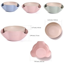 Bamboo's Grocery Double Dish Snack Bowl For Pistachios, Peanuts, Edamame, Cherries, Nuts, with Shell Storage (Green)