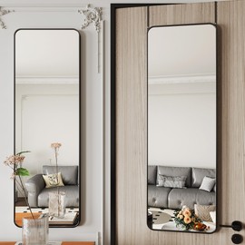 Protylctaster Door Mirror Full Length,Over The Door Mirror,48"x14" Full Length Mirror,Door Mirror, Mirror Full Length Door Hanging(Black)