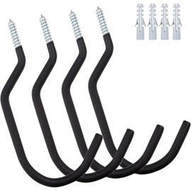 KURUI 9 in Large Bike Hooks for Garage Ceiling, Heavy Duty Bicycle Hangers for Hanging, Bike Hooks for Garage Ceiling Wall, No Drill Screws Hooks for Hanging Plants-4 Pack