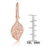 Rose Gold Flashed Sterling Silver Filigree Cut Scroll Design Leaf