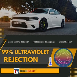 RockRose 20% Nano Ceramic Car Window Tint 36 in x 25FT 2PLY Privacy Film Heat Block, 99% UVR, and 85% IRR Block for Auto or Home Strong Adhesive, Easy Shrink, Plotter Friendly - Charcoal