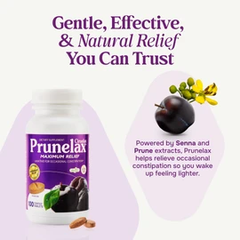 Prunelax Ciruelax Maximum Relief Laxative Tablets with Natural Senna for Occasional Constipation, Senna Extract, Vegan & Gluten-Free, Gentle Overnight Relief - 100ct