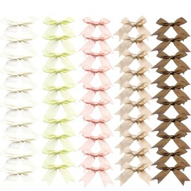 50pcs 3.15inch Rainbow Satin Ribbon Bows with Twist Tie Pretied Premade Colored Craft Bows for Treat Bags Gift Wrapping Basket Wedding Baby Shower Brithday Valentine's Day Christmas Party